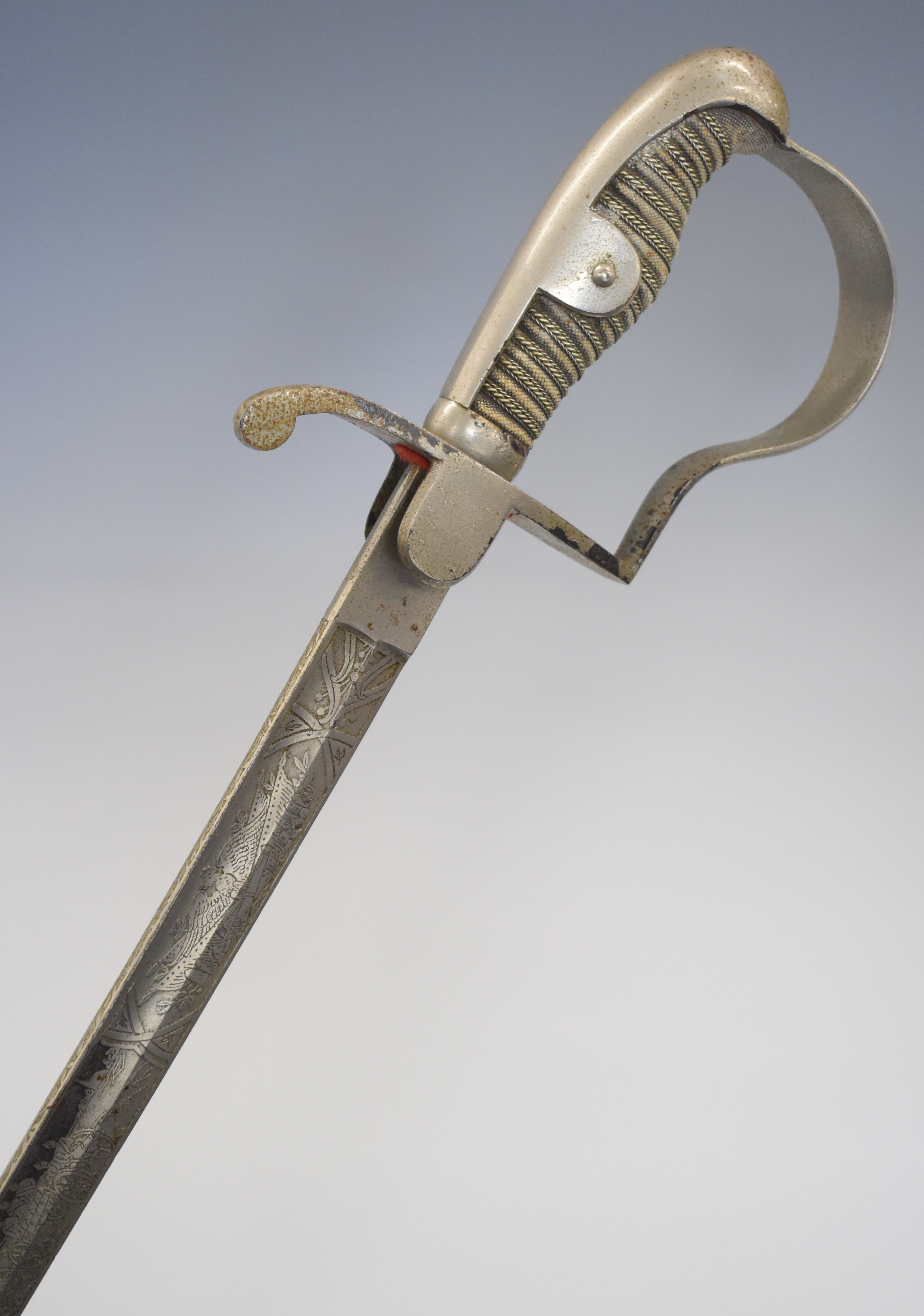 Imperial Germany WW1 Artillery officer's sword with shagreen and wire grip and 77cm blade