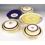 Royal Worcester dinner ware and cabinet plates decorated in Princess Royal, Pansy and Lucerne