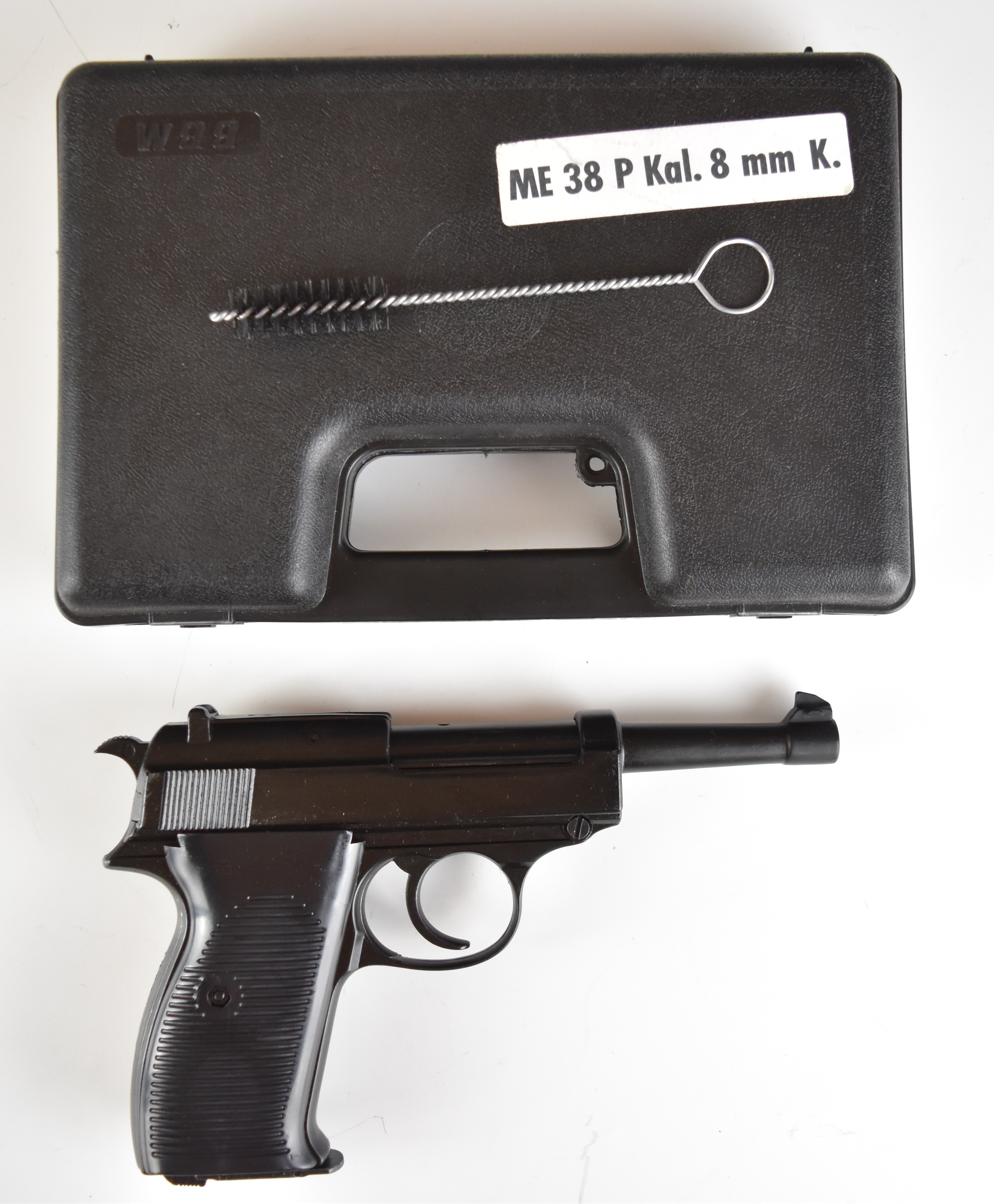 BBM ME 38 P Walther P38 style 8mm blank firing pistol with with shaped composite grips, in