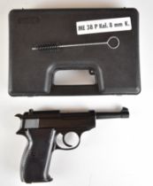 BBM ME 38 P Walther P38 style 8mm blank firing pistol with with shaped composite grips, in