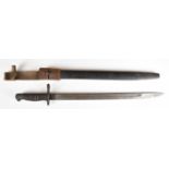 British 1913 pattern sword bayonet with wooden grips, good stamps to ricasso including 4/17 and