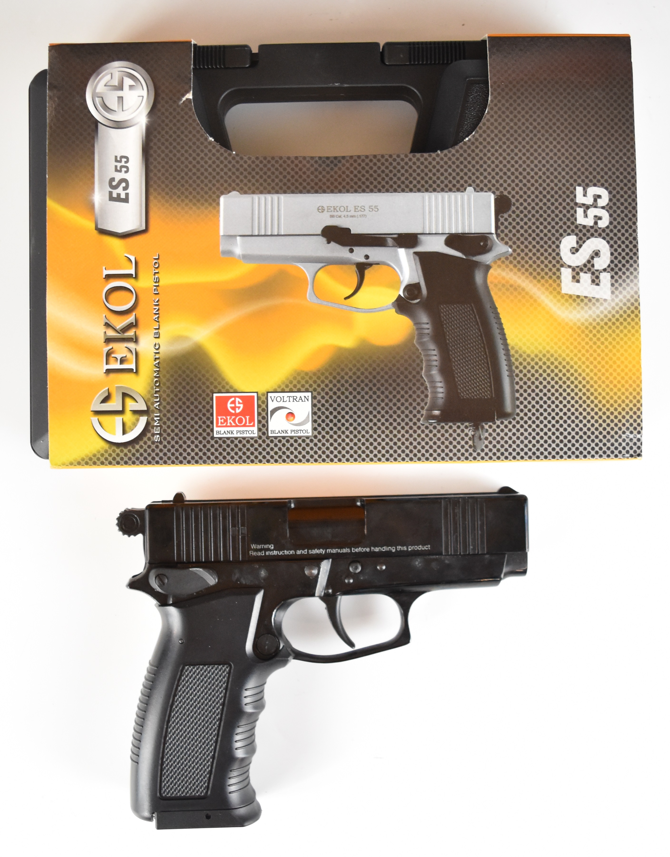 Ekol ES 55 .177 CO2 air pistol with chequered composite grips and fixed sights, serial number 90-