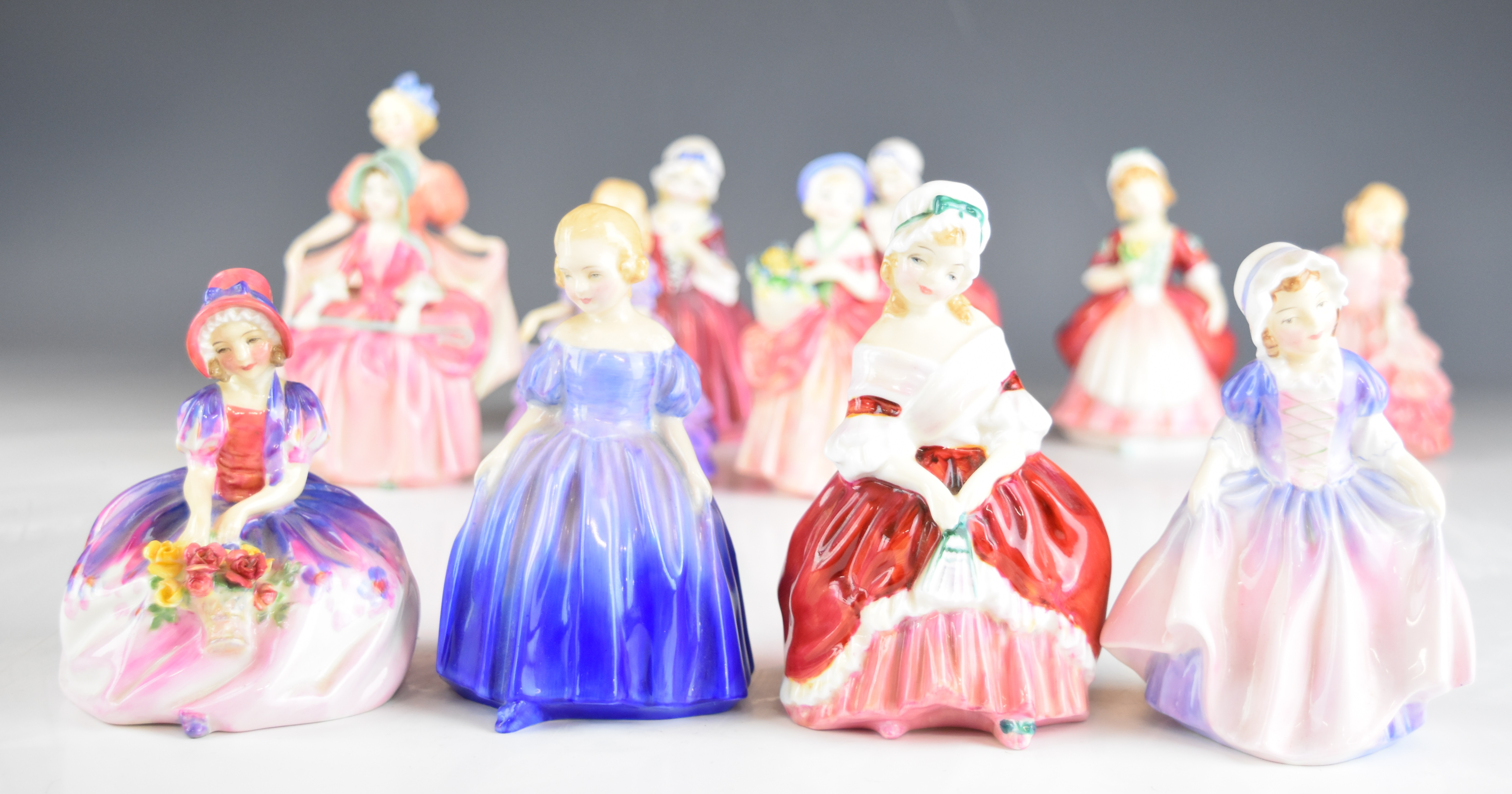 Twenty Royal Doulton figurines including Rose, River Boy, Cissie, Goody Two Shoes, Monica etc, - Image 4 of 14