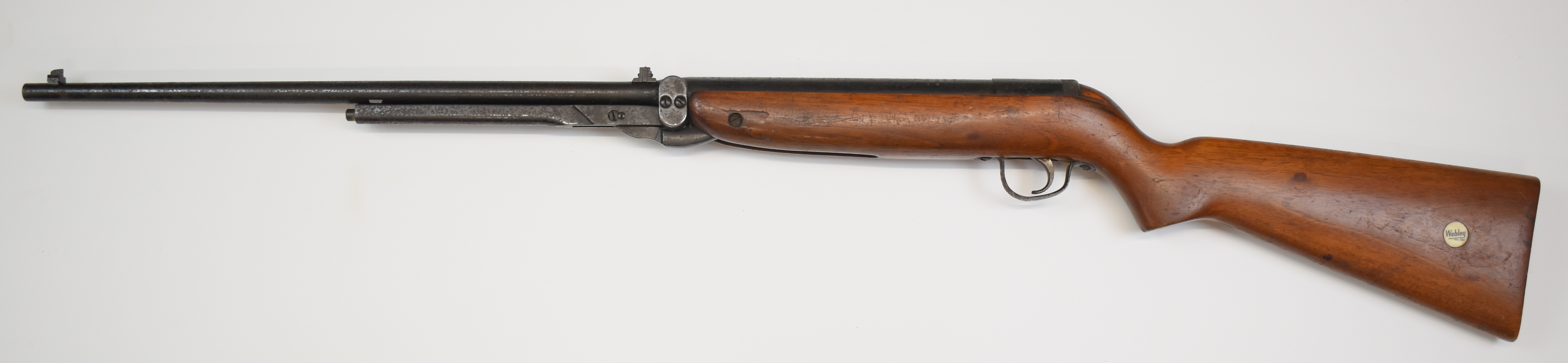 Webley Mark 3 .22 under-lever air rifle with plaque inset to the stock, semi-pistol grip and - Image 6 of 10