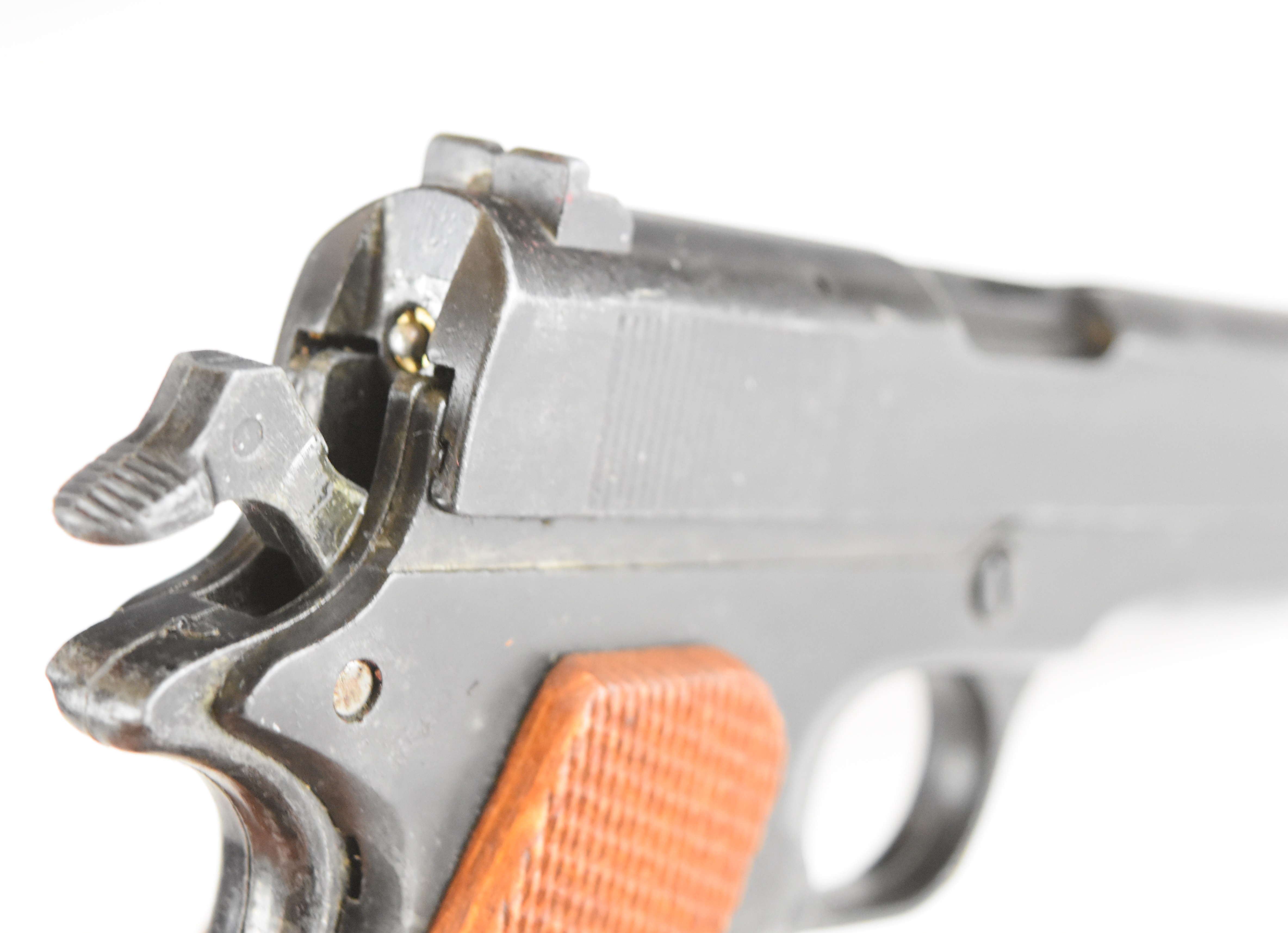 BBM Bruni 8mm blank firing pistol with chequered wooden grips, in original fitted box. - Image 13 of 14