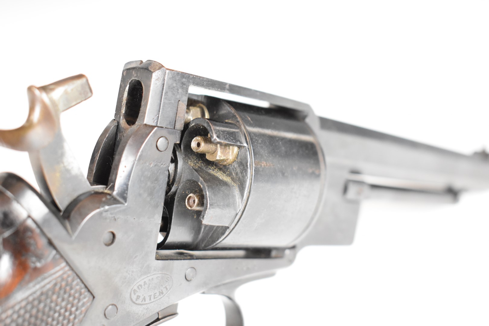 Adam's Patent 50 bore six-shot double-action revolver with chequered grip, line engraved cylinder, - Image 25 of 30