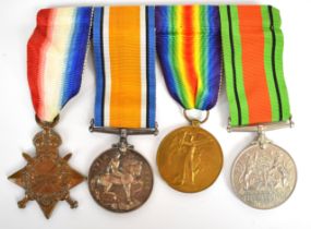 British Army WW1 medal trio named to 11282 Pte F A Lawrence, Royal Welch Fusiliers, together with
