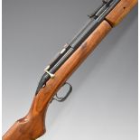 Sheridan Blue Streak .20 bolt-action air rifle with wooden semi-pistol grip and forend and