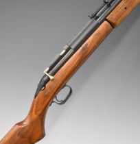 Sheridan Blue Streak .20 bolt-action air rifle with wooden semi-pistol grip and forend and