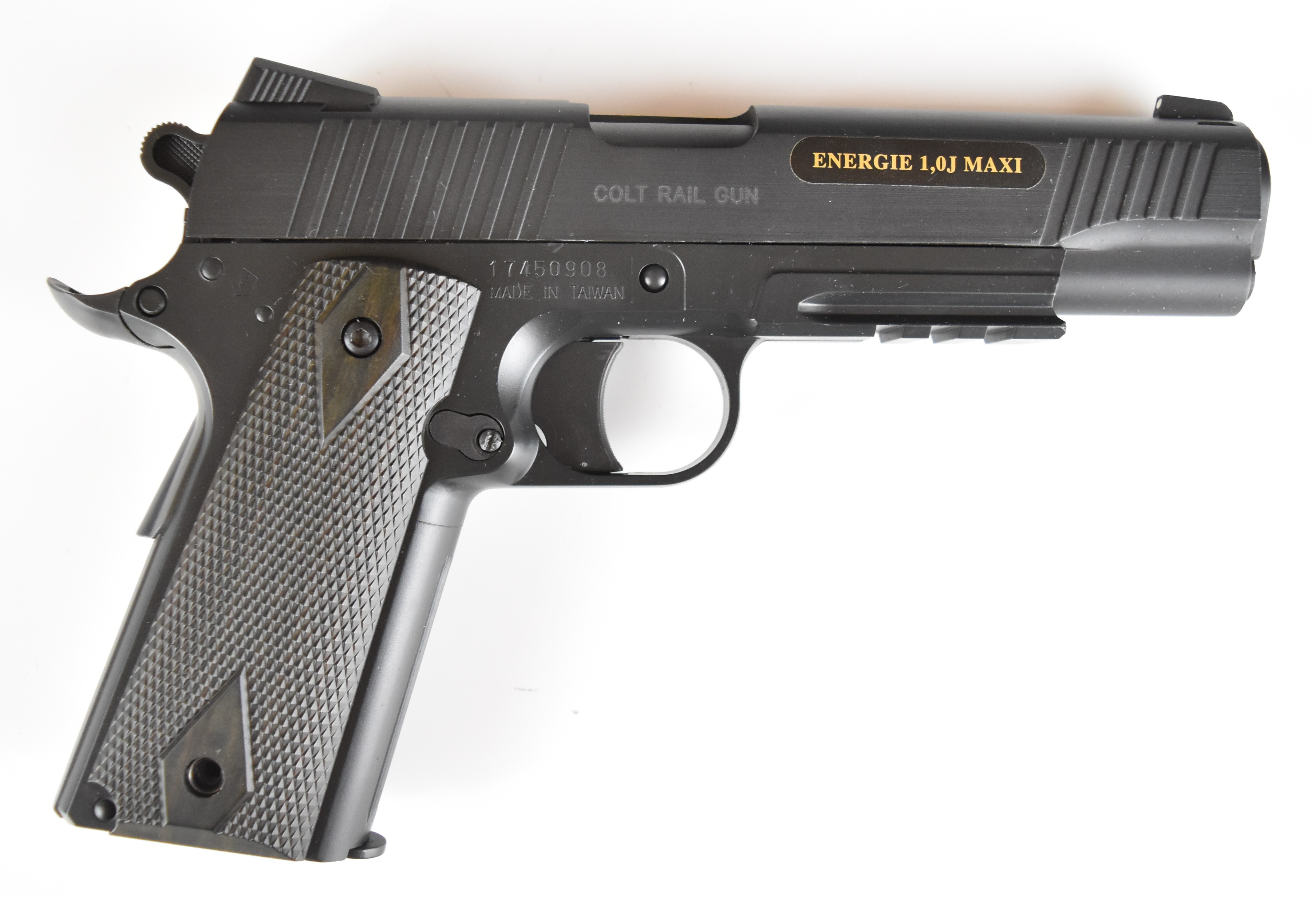 Colt 1911 Rail Gun NBB Series 6mm CO2 air pistol with chequered grips, 15 shot magazine and fixed - Image 2 of 14