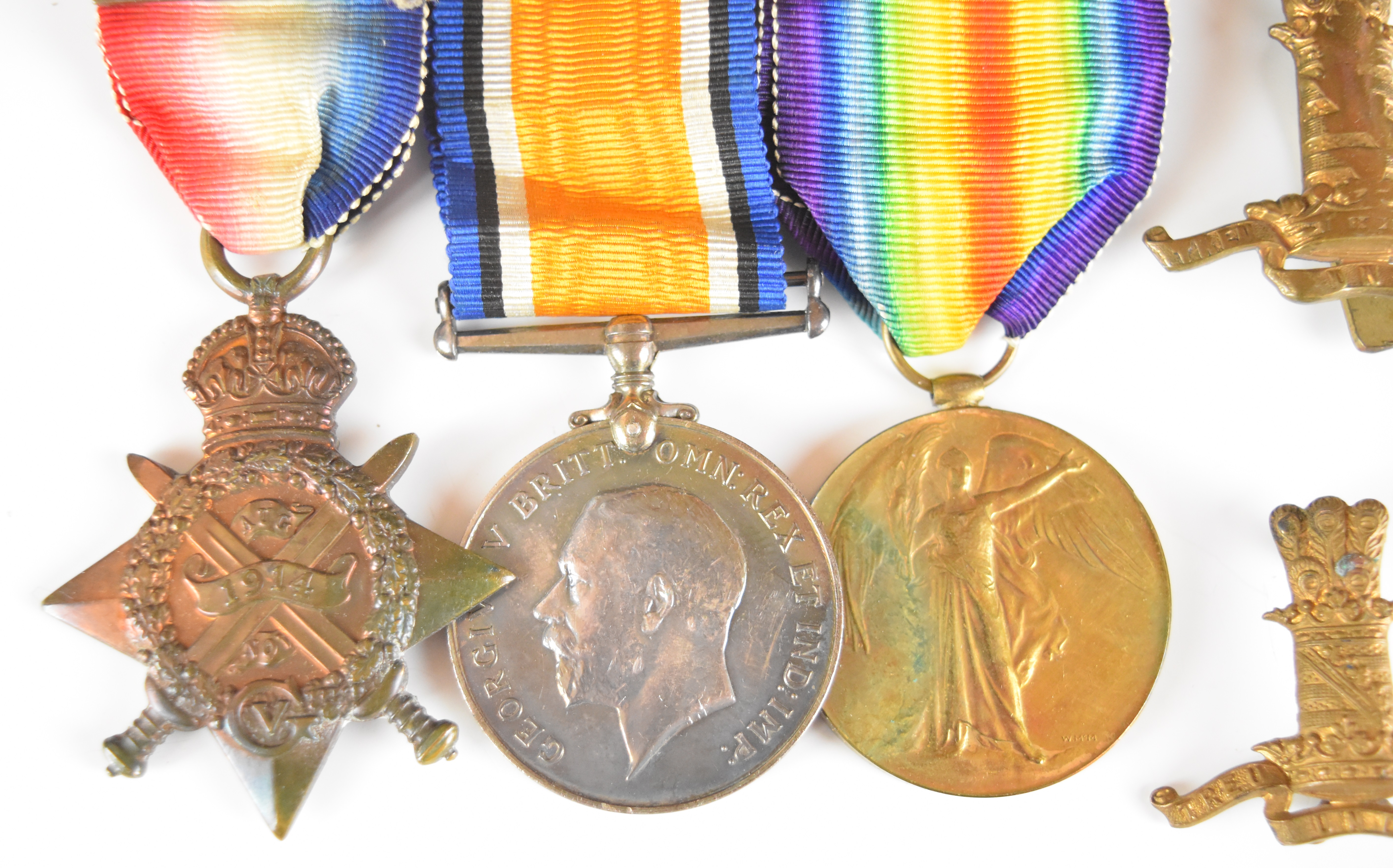 British Army WW1 11th Hussars medal trio comprising 1914 'Mons' Star with clasp for 5th August to - Image 2 of 13