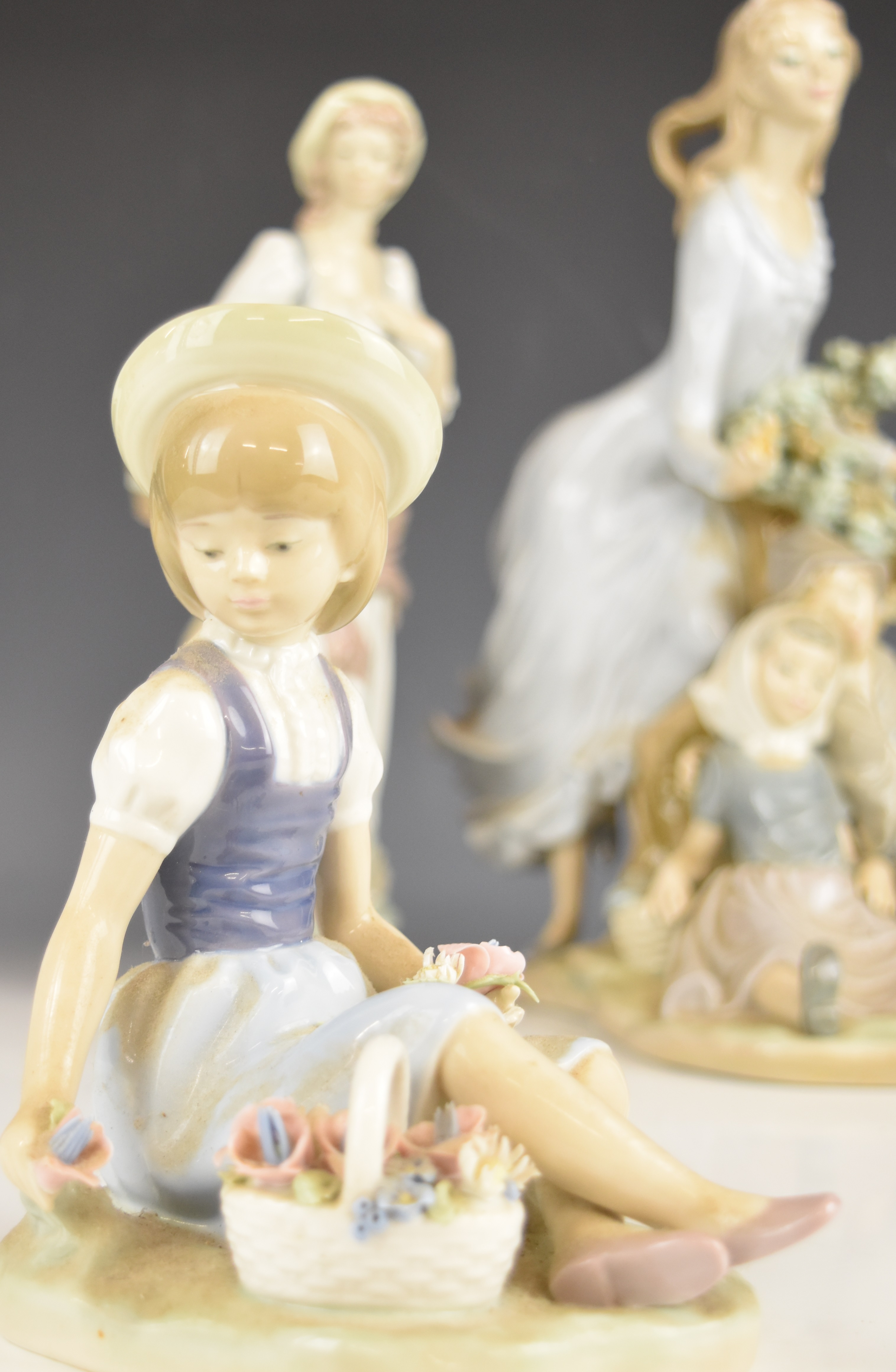 Three Lladro figurines including a lady with children, tallest 29cm - Image 2 of 14