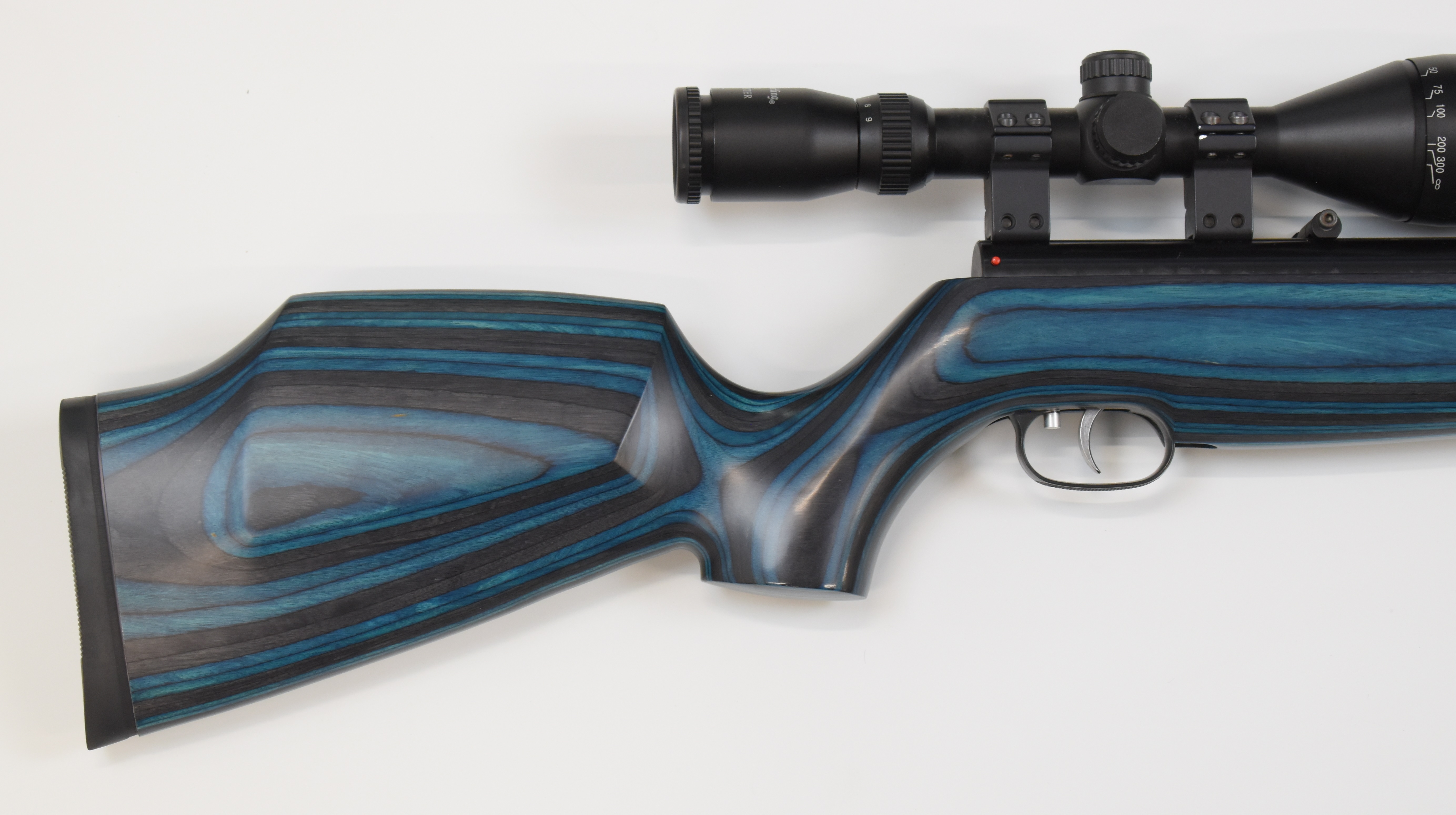 Weihrauch HW97K .22 underlever air rifle with blue laminated show wood stock, semi-pistol grip, - Image 3 of 10