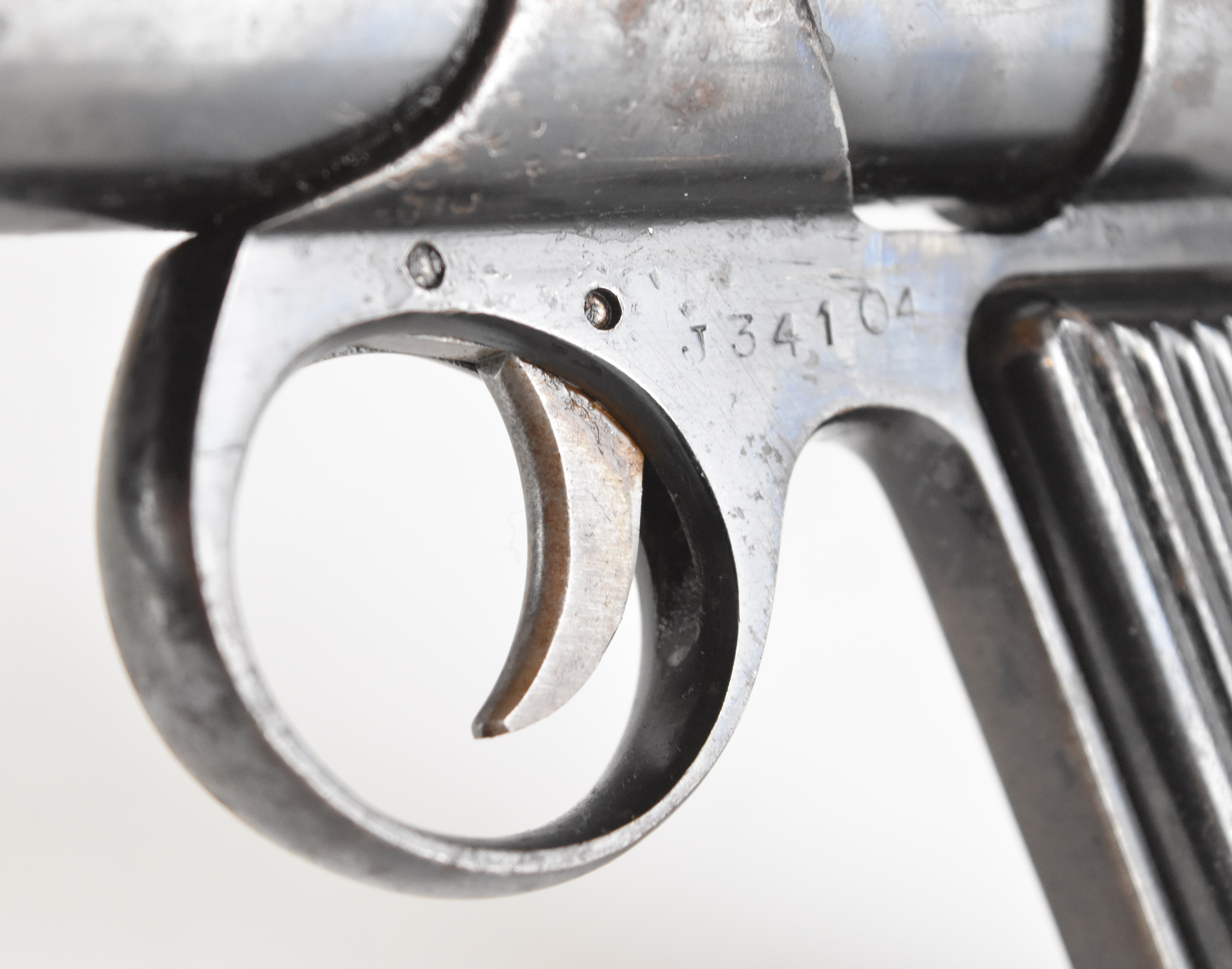 Webley Junior .177 air pistol with reeded metal grips and adjustable sights, serial number J34104. - Image 6 of 10