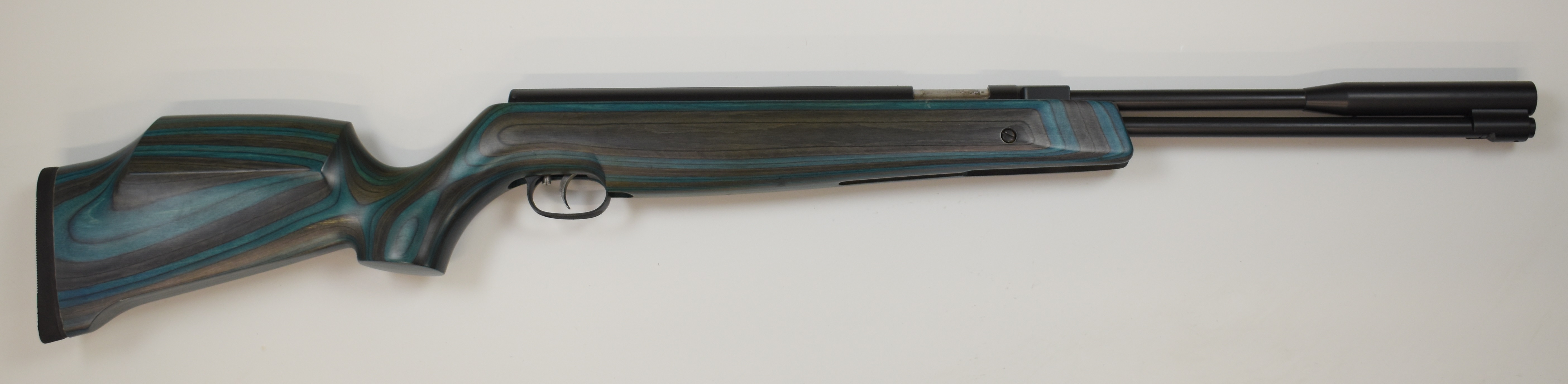 Weihrauch HW97K .177 underlever air rifle with blue laminated show wood stock, semi-pistol grip, - Image 3 of 10