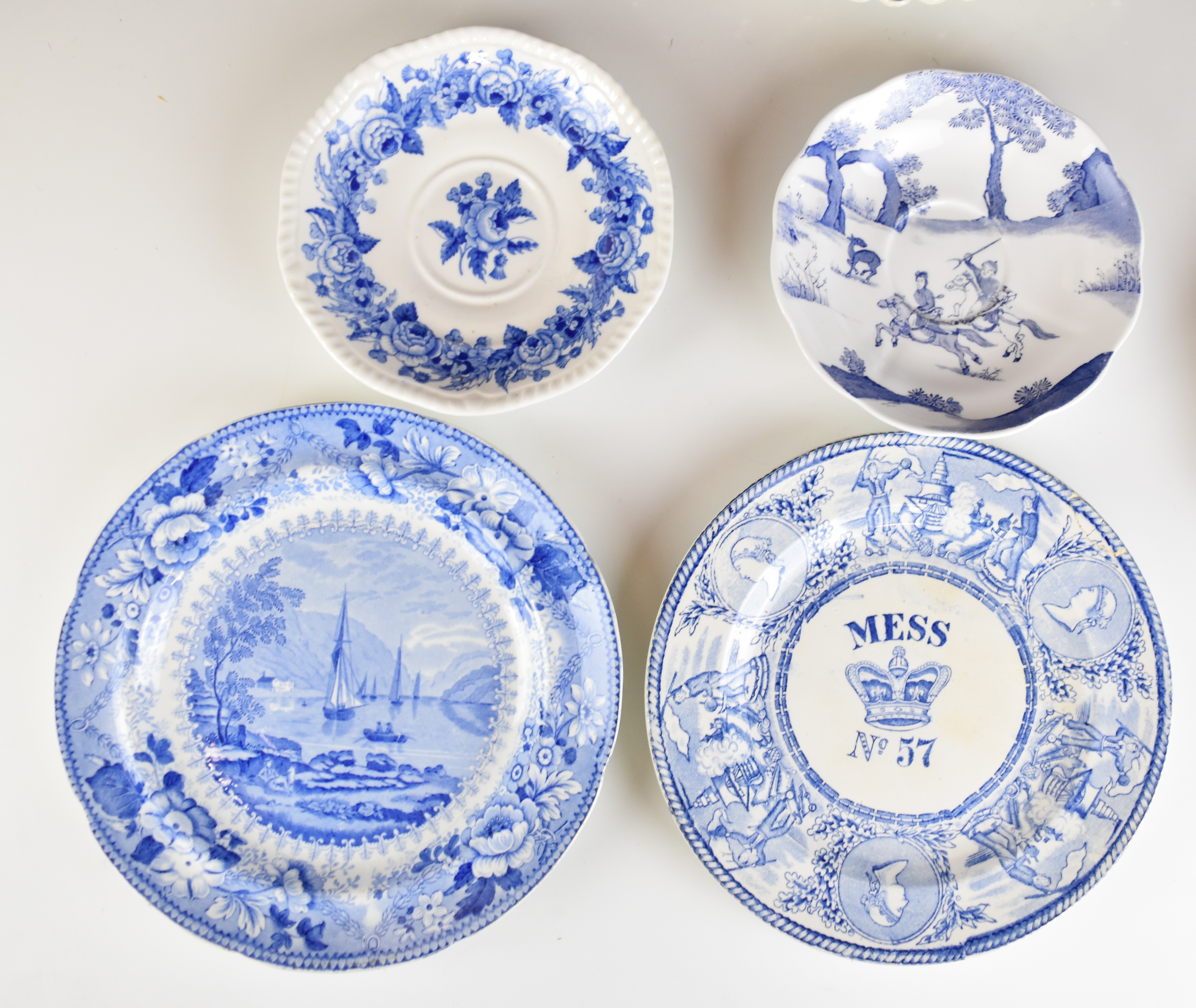 19thC blue and white English and Chinese porcelain / ceramics including Chinese export dish, - Image 8 of 10