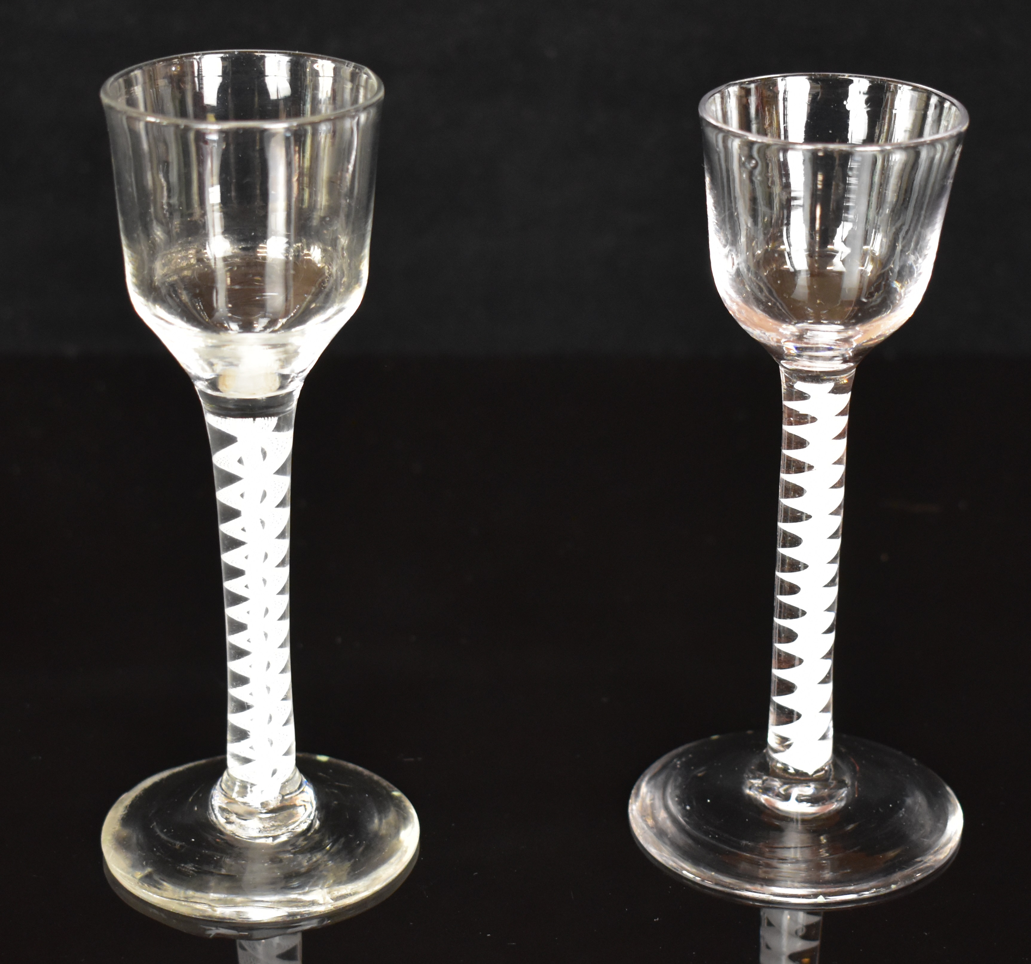 Two Georgian drinking glasses each with cotton twist stem, largest 14.5cm tall. - Image 4 of 6