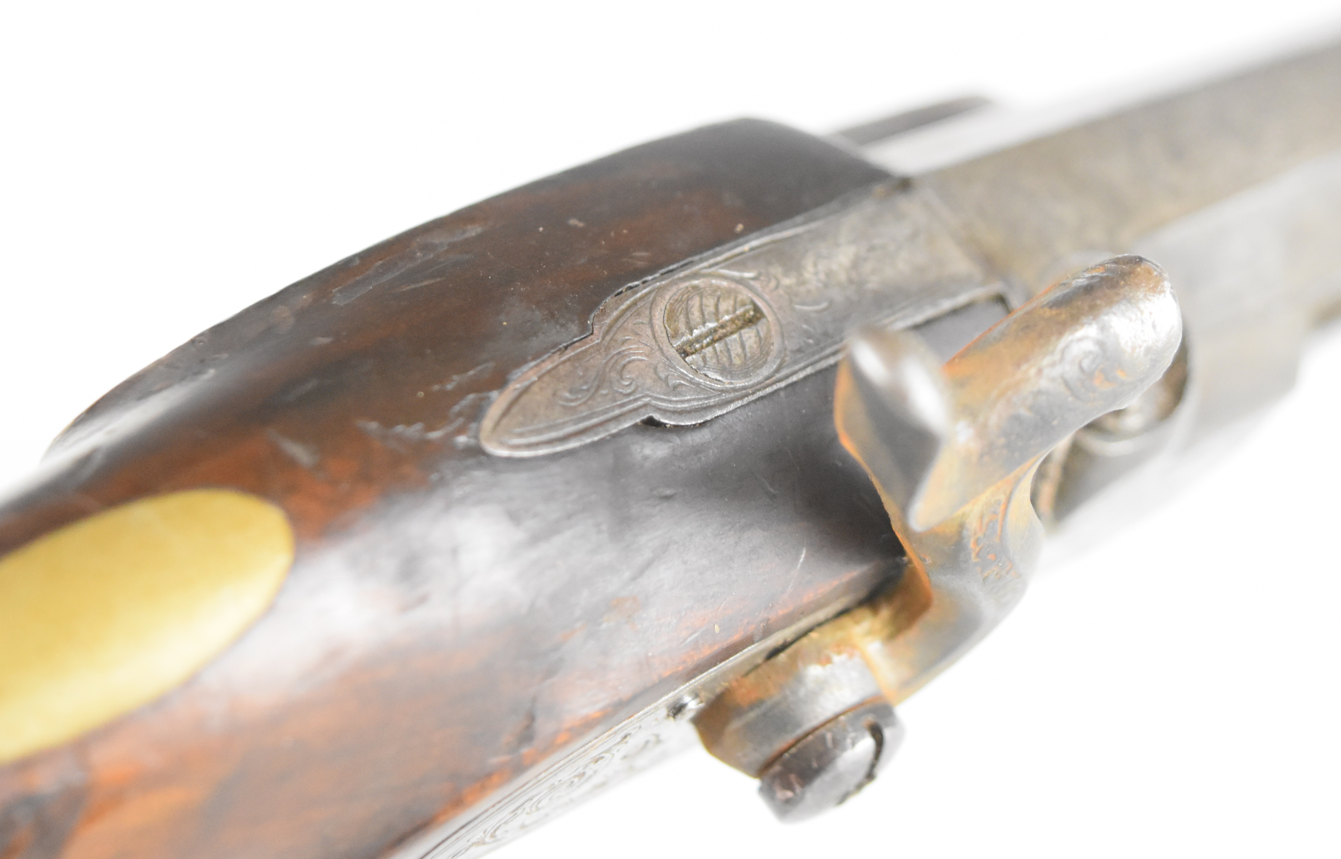 Bentley of London 36 bore percussion hammer action coat pistol with engraved lock, hammer, trigger - Image 10 of 10