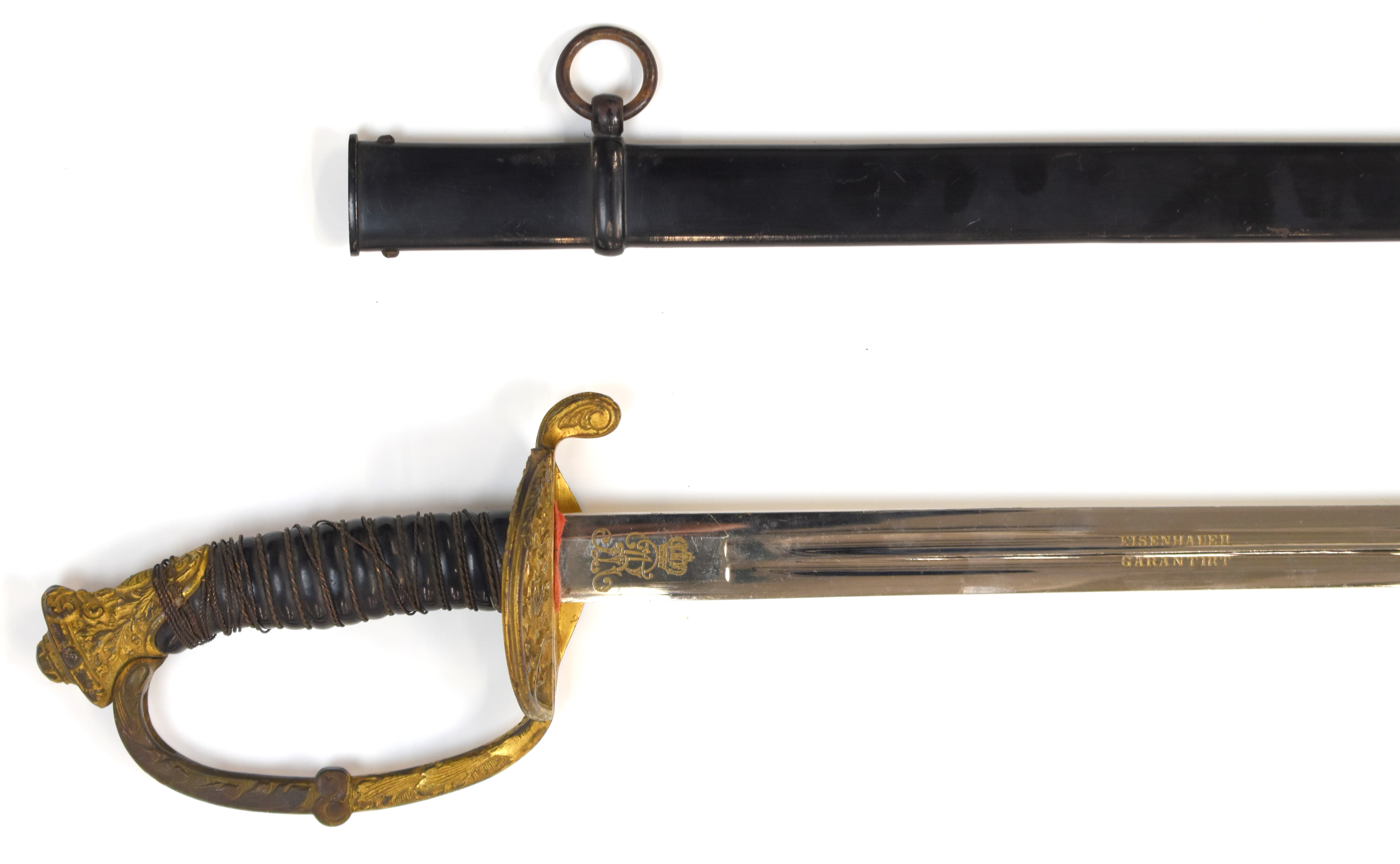 Imperial Germany 1867 pattern sword with coat of arms motif, folding guard, cypher under crown to - Image 7 of 14