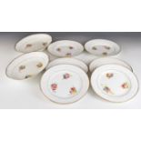 Spode dessert ware comprising two dishes and six plates with relief moulded dolphin borders and hand