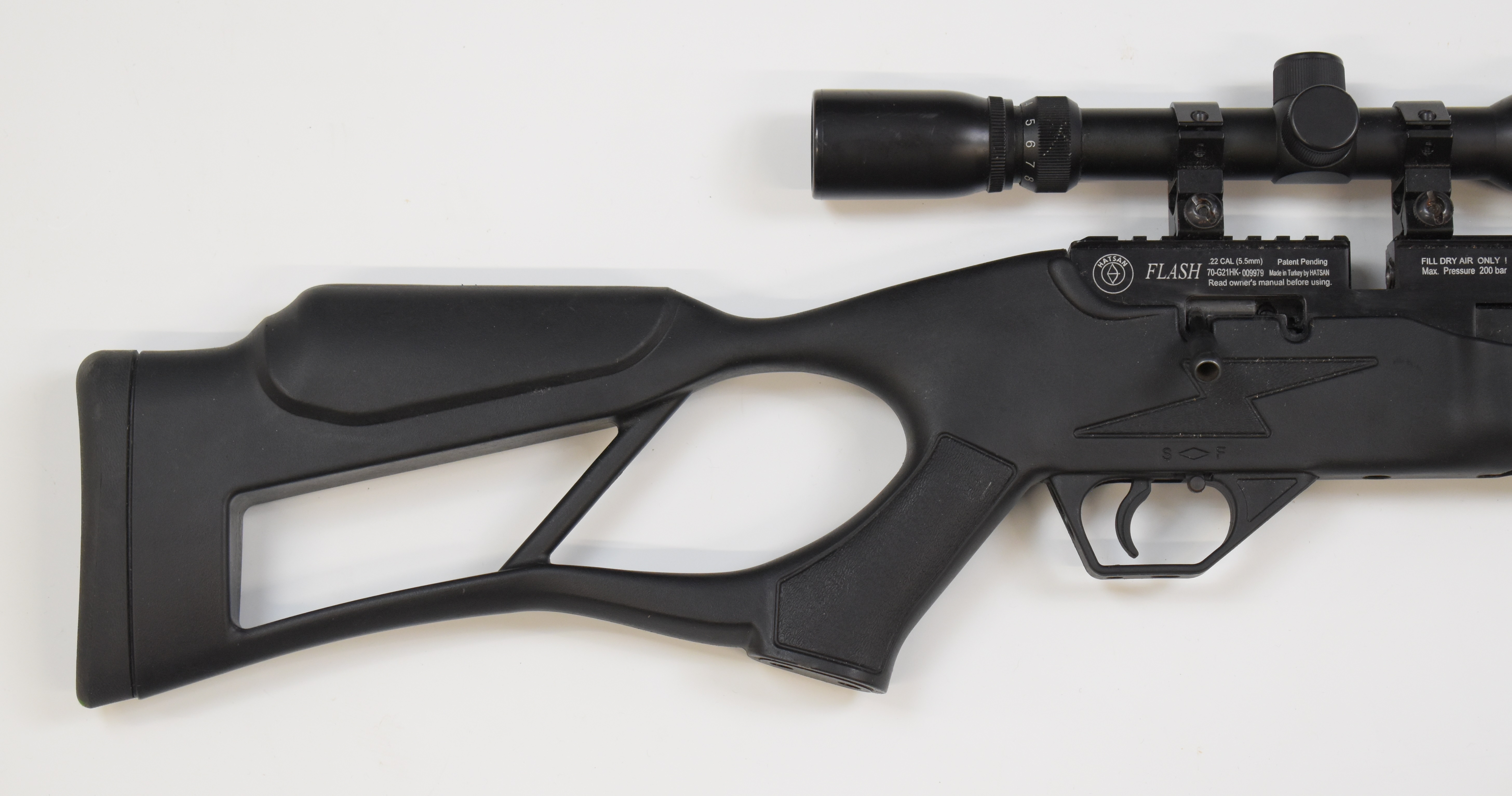 Hatsan Flash .22 PCP air rifle with textured semi-pistol grip and forend, composite skeleton - Image 3 of 11