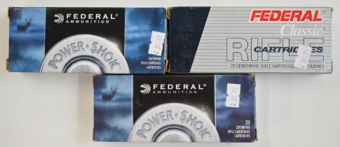 Sixty .222 Remington Federal cartridges, all in original boxes. PLEASE NOTE THAT A VALID RELEVANT