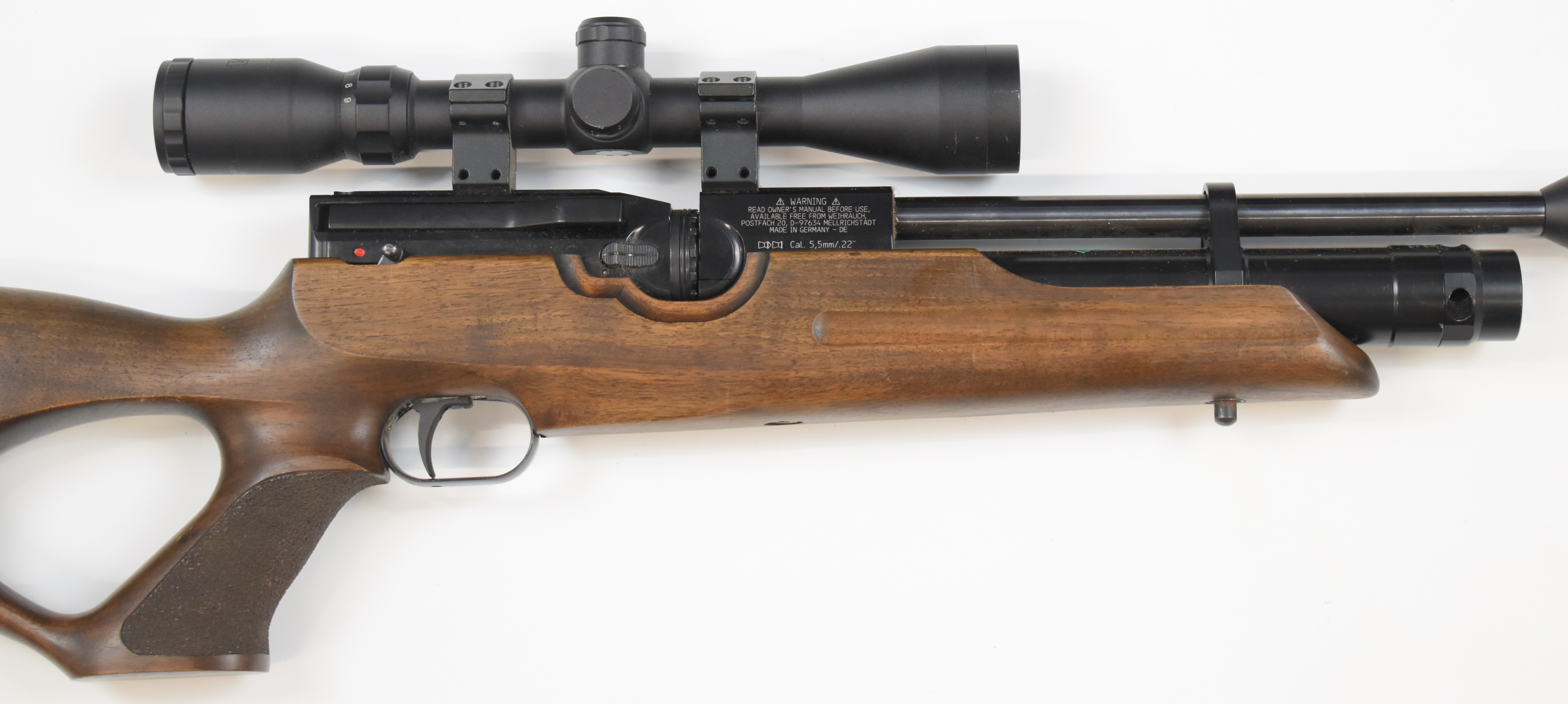 Weihrauch HW100 .22 PCP air rifle with textured semi-pistol grip, raised cheek piece, adjustable - Image 4 of 11