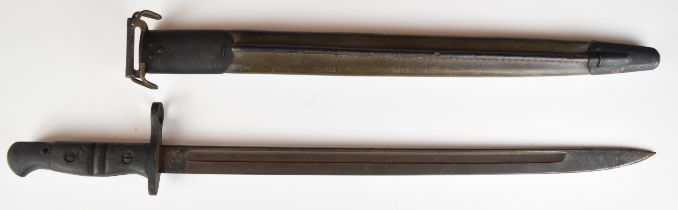 American WW1 Remington bayonet with good stamps to ricasso, 43cm fullered blade and scabbard. PLEASE