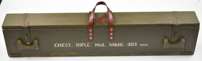 Wooden crate suitable for a Short Magazine Lee-Enfield (SMLE) with leather handle and fitted