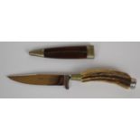 Linder Nicker, Solingen, Germany hunting / skinning knife with stag horn or similar handle and