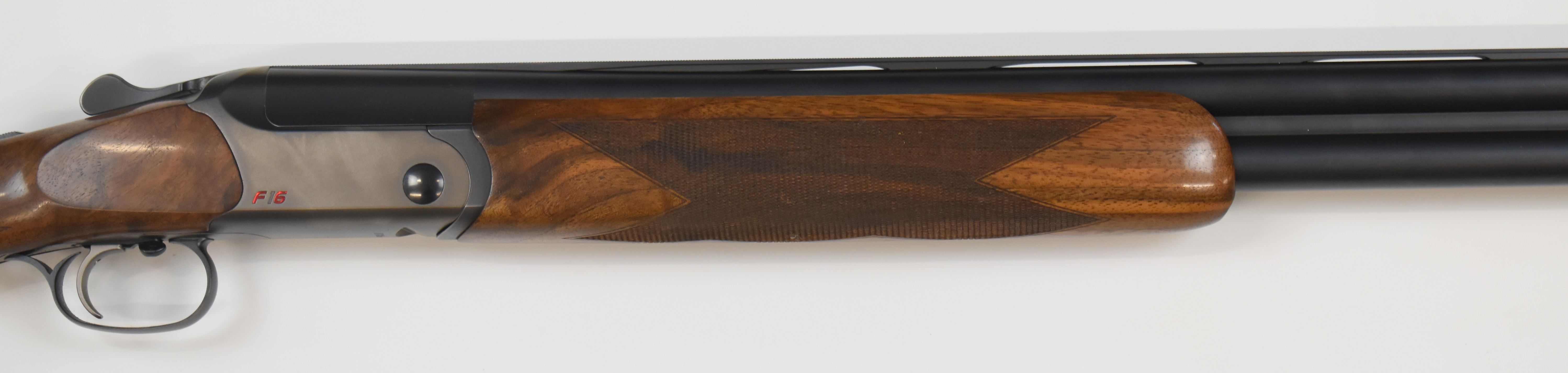 Blaser F16 12 bore over under ejector shotgun with named locks and underside, chequered semi- - Image 4 of 22