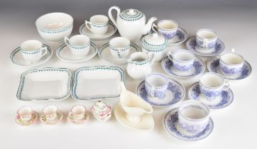Copeland 19thC children's or toy / doll's house porcelain tea ware in two patterns, a sauce tureen