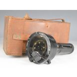 Royal Air Force type 06A hand held compass with broad arrow mark and leather carry case, stamped BLG