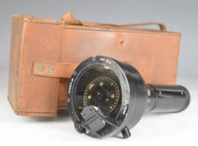 Royal Air Force type 06A hand held compass with broad arrow mark and leather carry case, stamped BLG