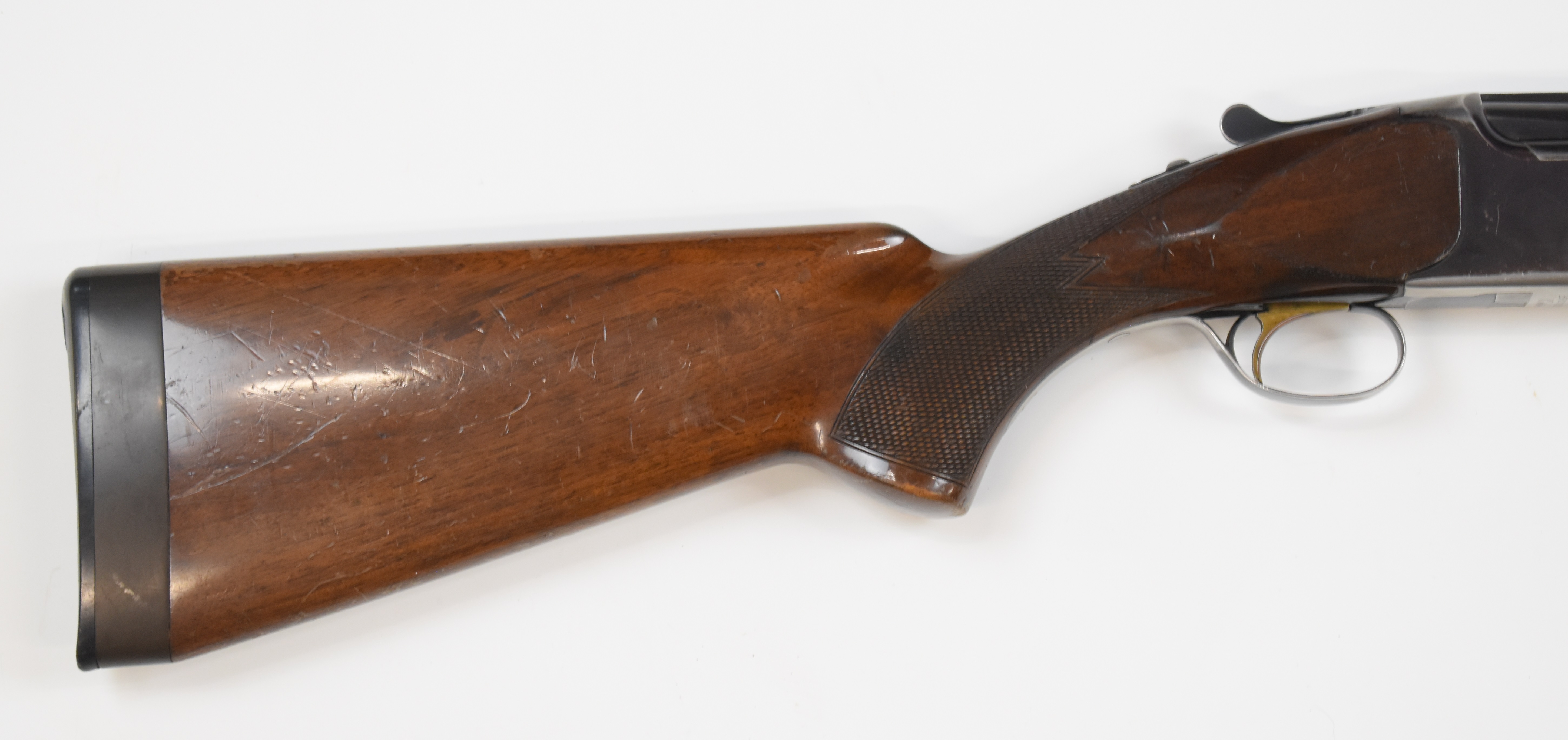 Browning Citori 12 bore over and under ejector shotgun with named underside, chequered semi-pistol - Image 3 of 10