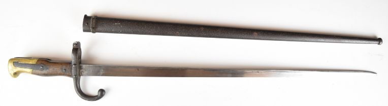 French 1847 pattern Gras bayonet dated 1878 to top of 52cm blade, with scabbard. PLEASE NOTE ALL