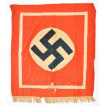 German WW2 Nazi Third Reich flag with large stitched swastika to centre and tassels to bottom