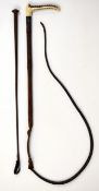 Swaine and Adeney riding crop and hallmarked silver mounted whip