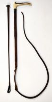 Swaine and Adeney riding crop and hallmarked silver mounted whip
