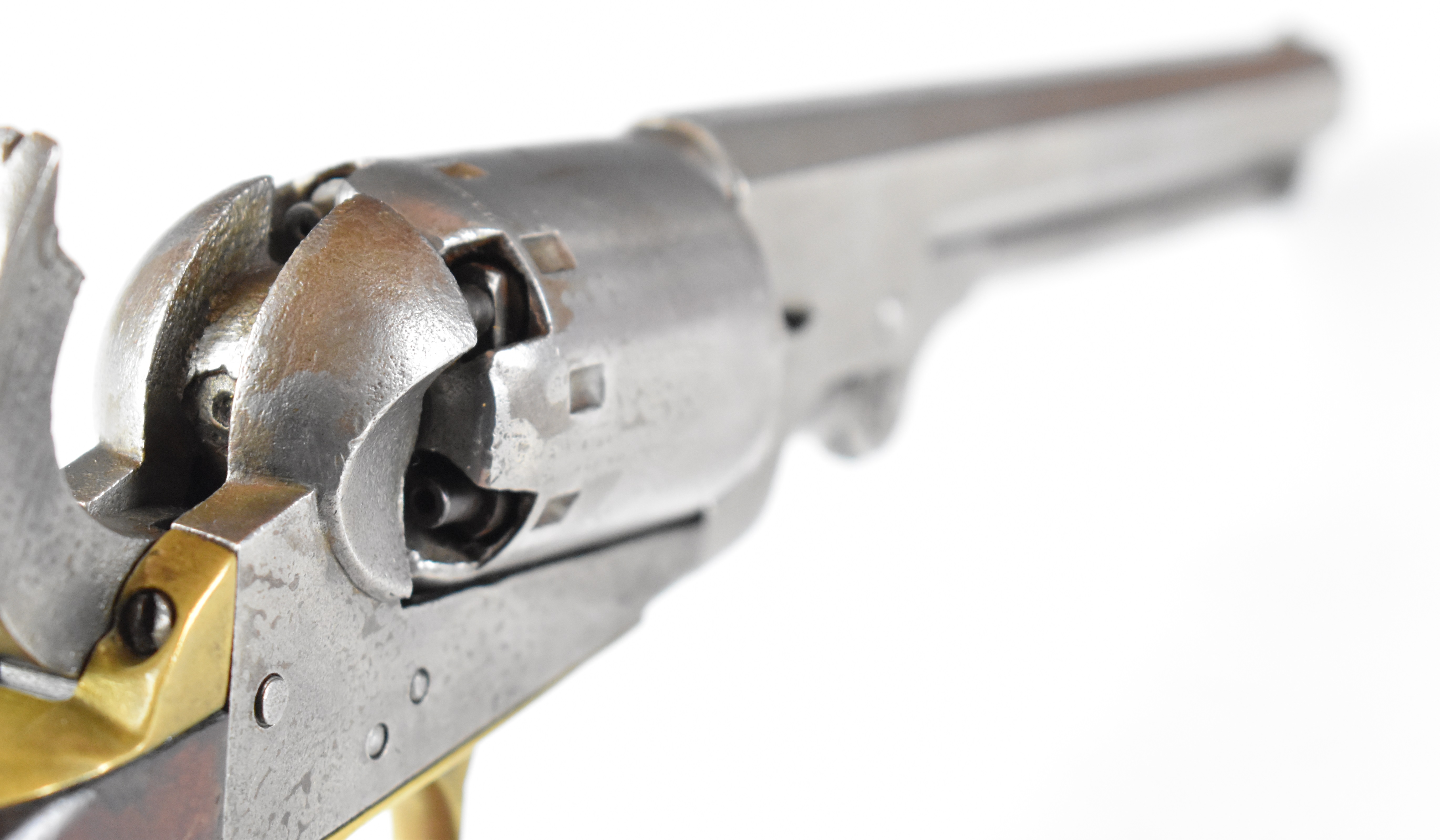 Manhattan Navy .36 five-shot single-action revolver with brass trigger guard and grip strap, - Bild 14 aus 20
