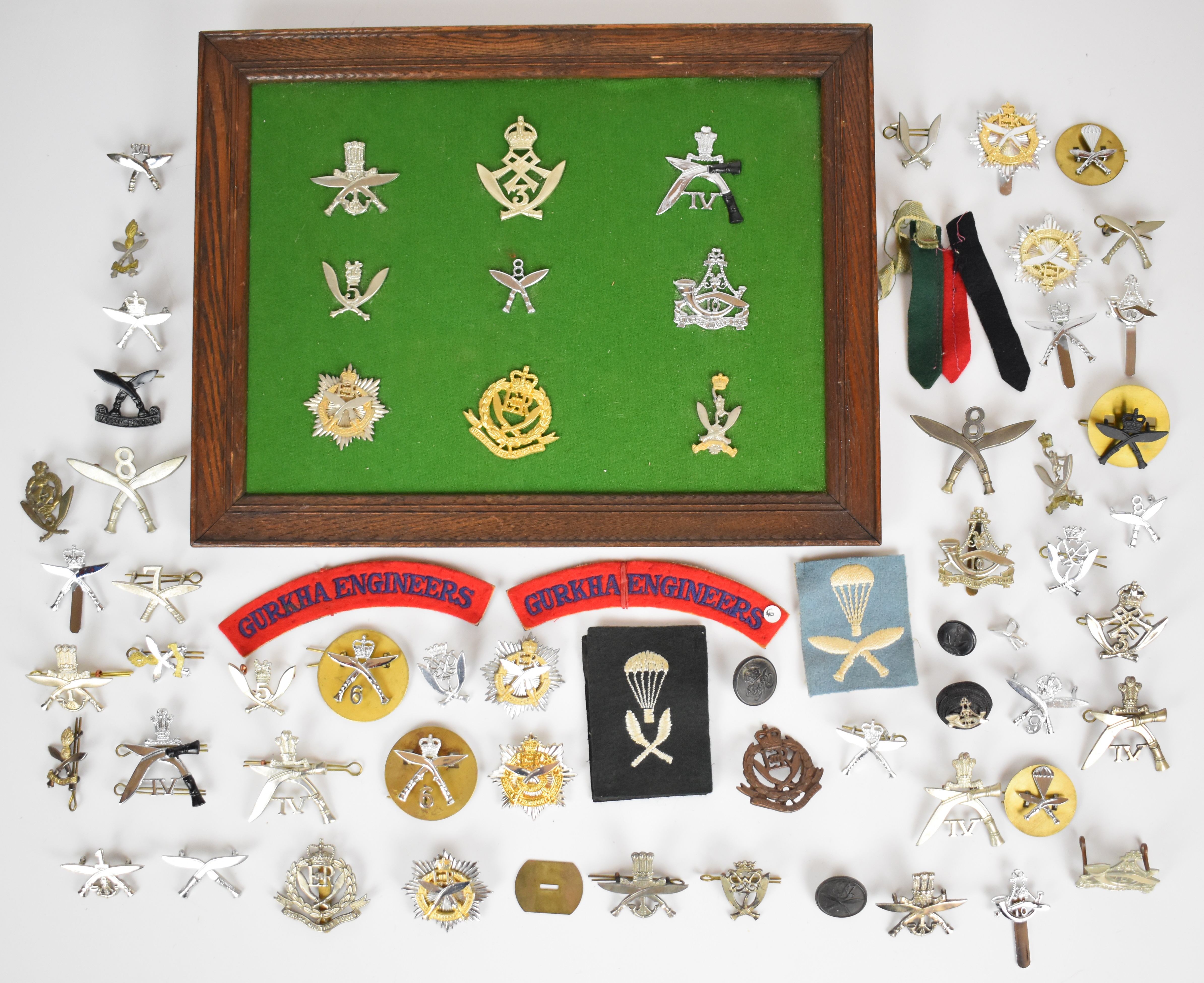 Collection of approximately 50 British Army Gurkha Regiment badges including Transport Regiment,