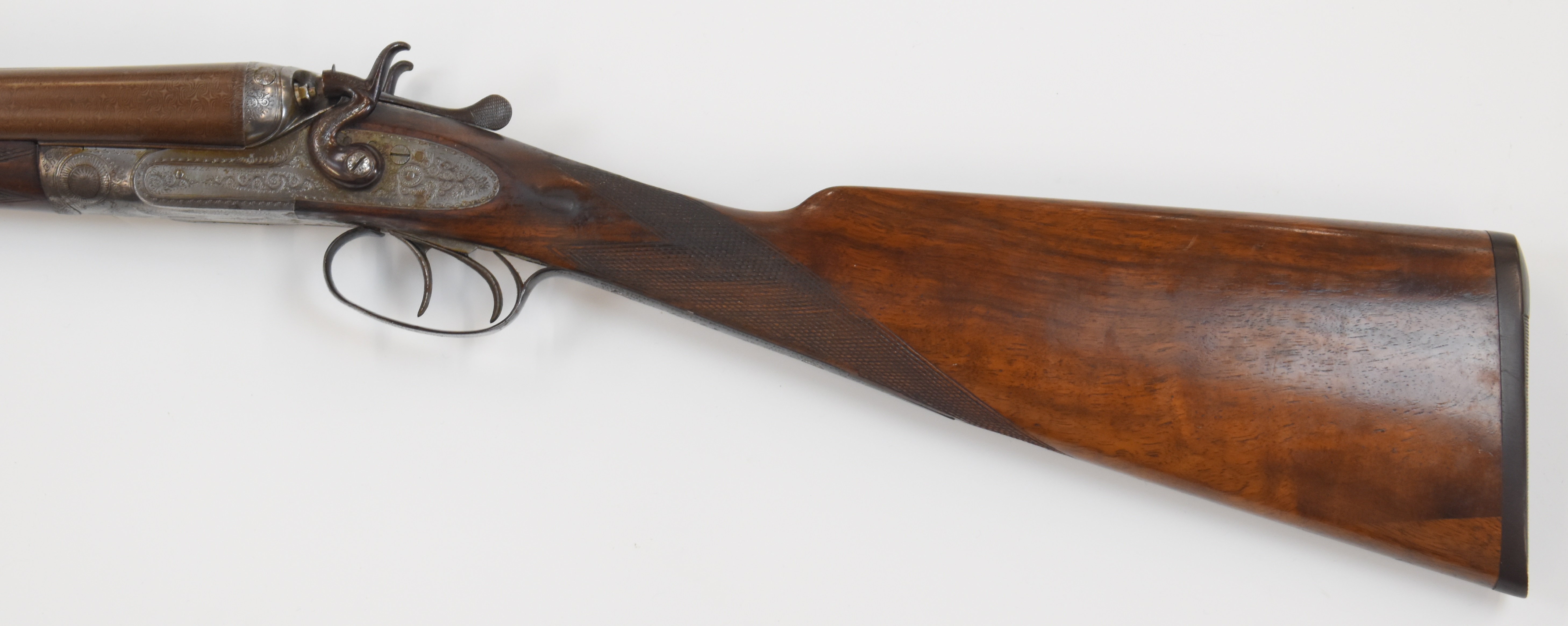 Cogswell & Harrison 12 bore side by side hammer action shotgun with named and engraved locks, - Image 10 of 12