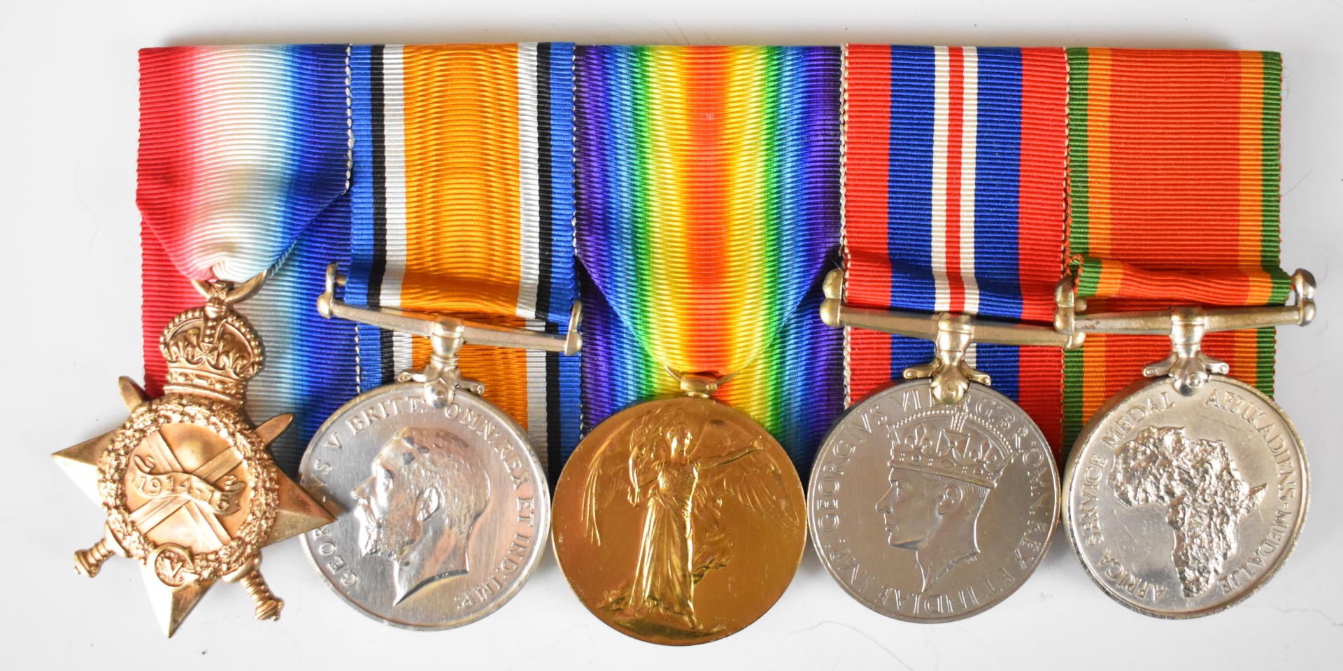 South Africa WW1 and WW2 medal group of five comprising 1914/1915 Star, WW1 War Medal, Victory