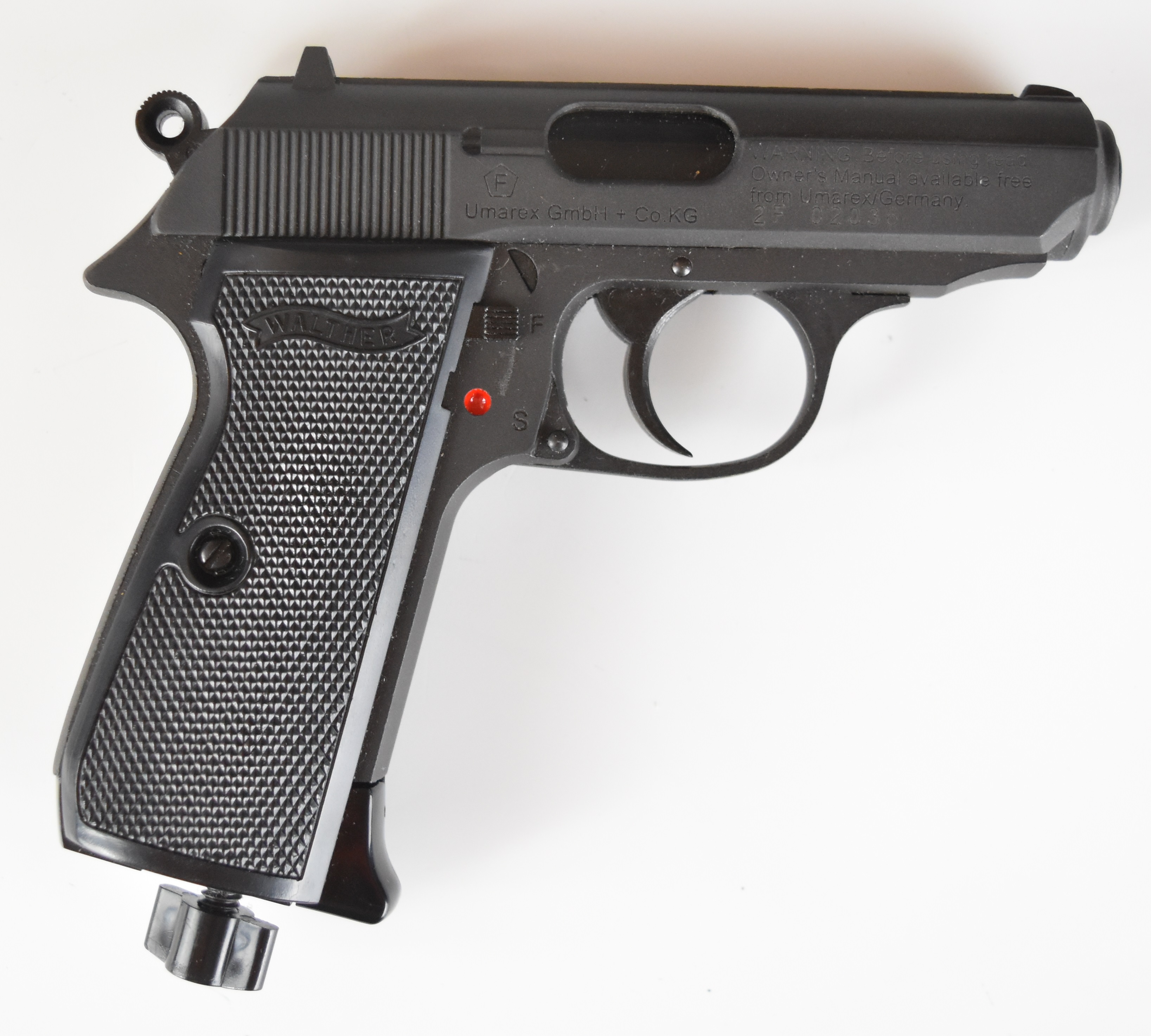 Umarex Walther PPK/S .177 CO2  air pistol with textured composite grips and fixed sights, serial