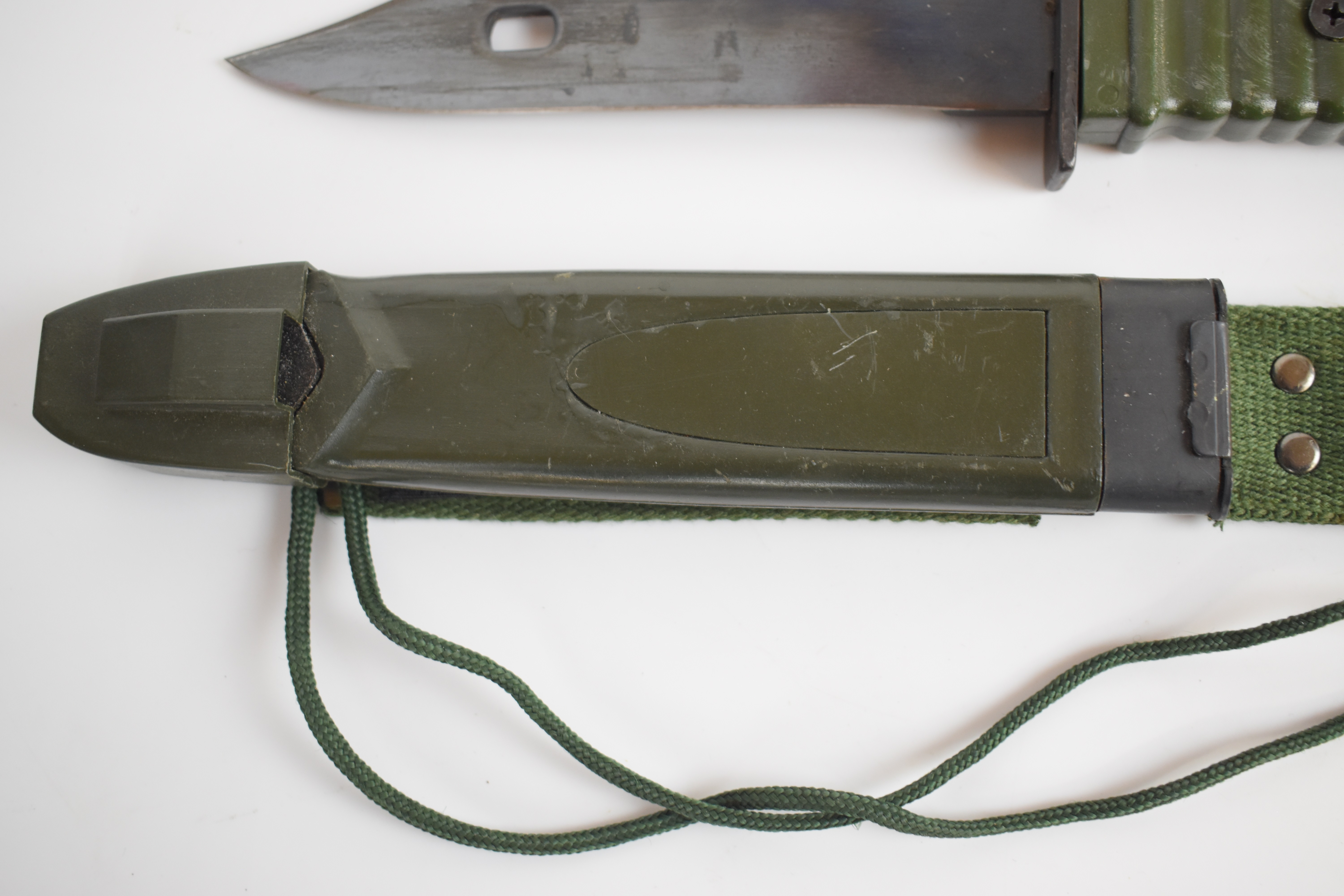 Two bayonets comprising an American M1 knife bayonet for Garand rifle with good stamps to ricasso - Image 5 of 9
