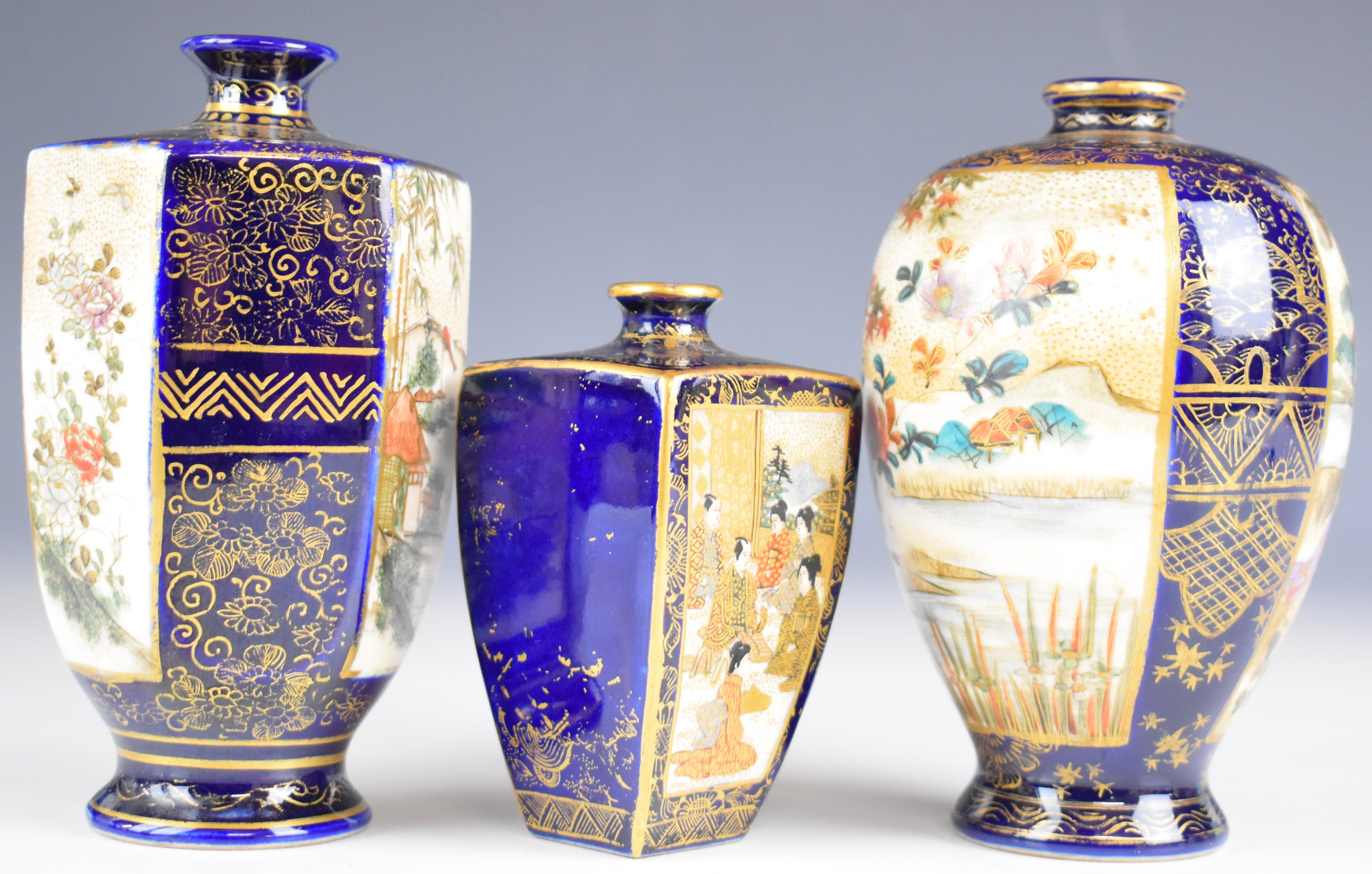 Three Japanese Kutani vases and a Chinese vase, tallest 23cm - Image 12 of 18