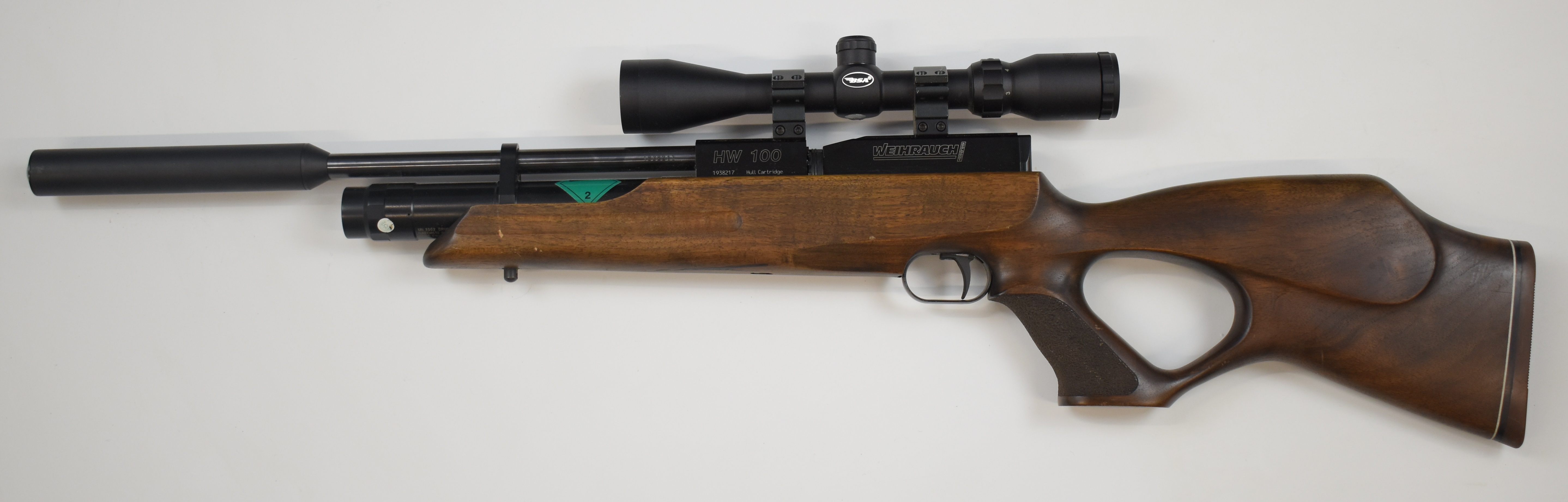 Weihrauch HW100 .22 PCP air rifle with textured semi-pistol grip, raised cheek piece, adjustable - Image 6 of 11