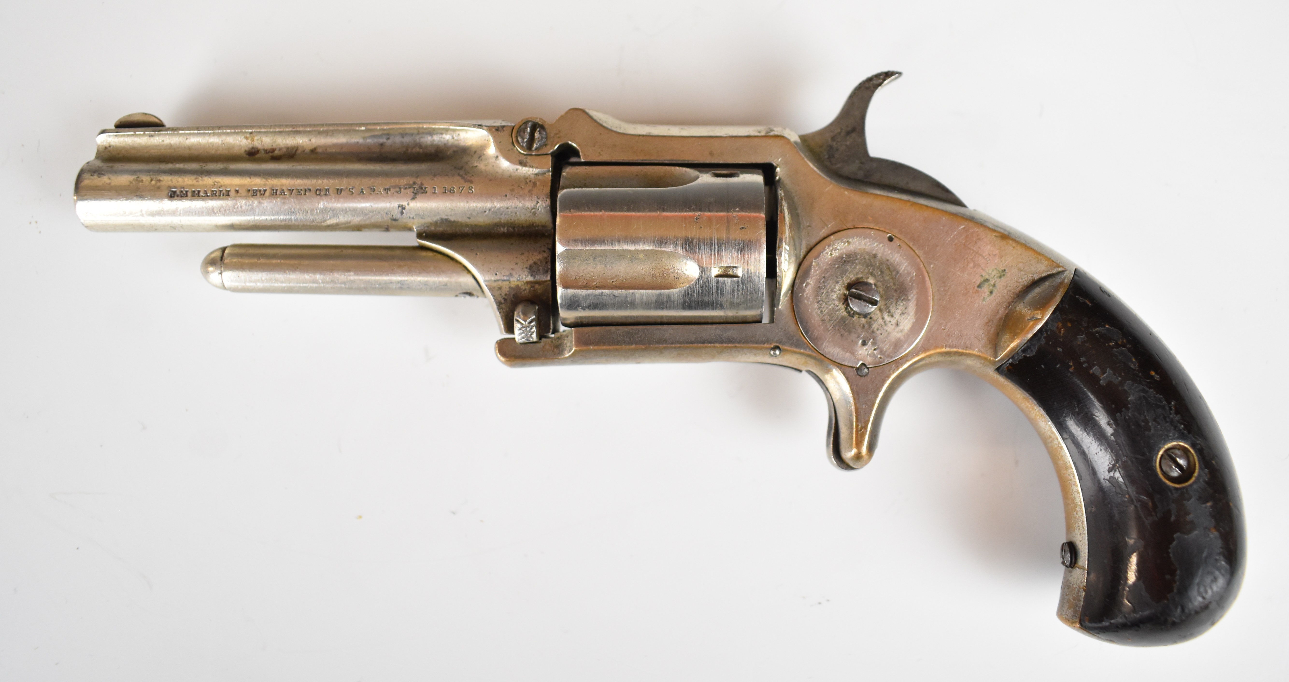 J M Marlin No 82 Standard .32 rimfire five-shot single-action revolver with nickel plated frame, - Image 2 of 13