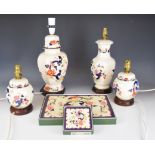 Masons decorative china, placemats and lamps, mostly decorated in the Mandalay pattern, mostly