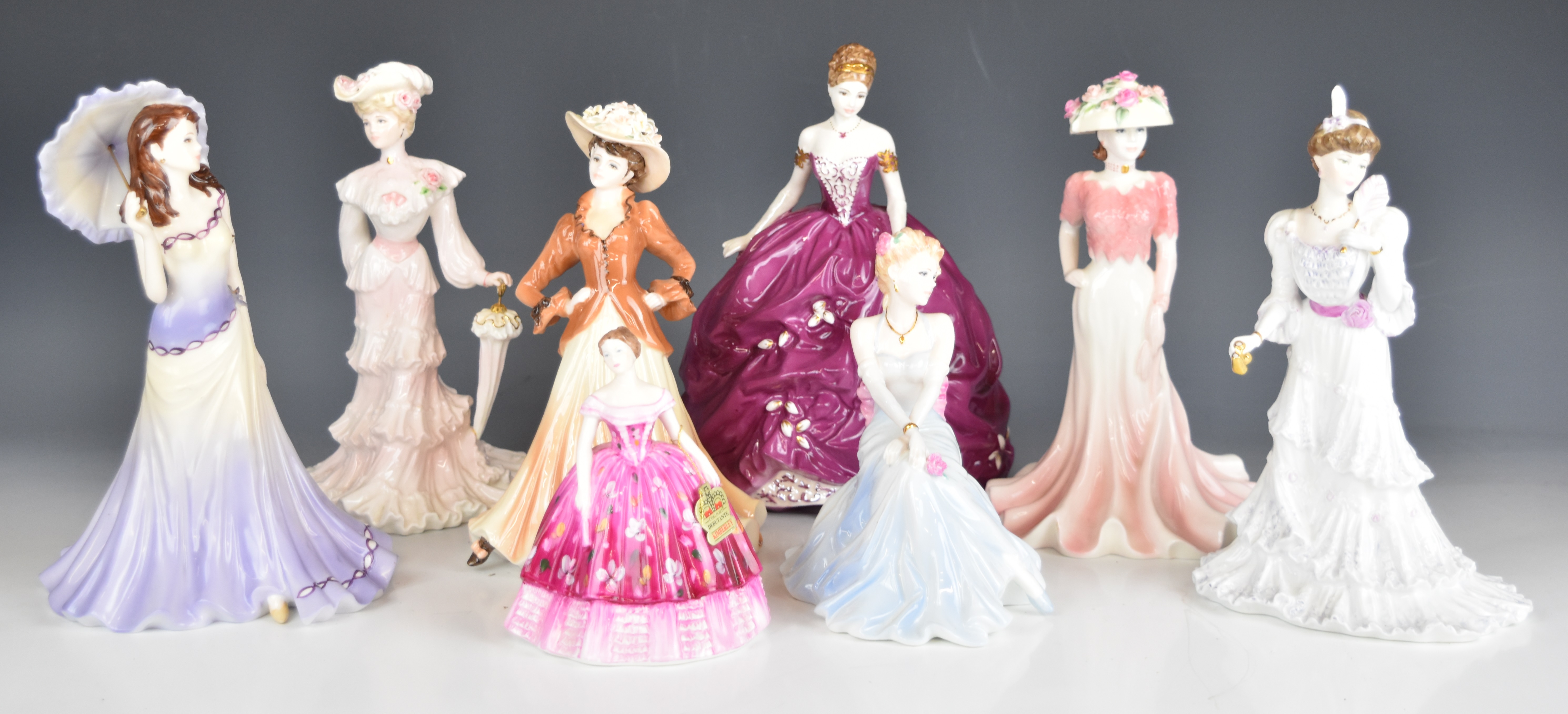 Eight Coalport figurines including Carolyn, Joan, Eugenie, Lady Alice etc, tallest 25cm - Image 10 of 18